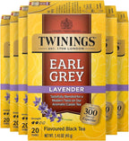 Twinings Earl Grey Lavender Black Tea Individually Wrapped Bags, 20 Count (Pack of 6), Citrus, Bergamot & Floral, Caffeinated, Enjoy Hot or Iced, 120 Teabags