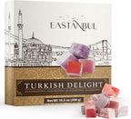 Eastanbul Turkish Delight, 10.5oz, Turkish Delights Candy Assorted Strawberry, Blackberry, Raspberry & Blueberry Flavor, International Candy, Lokum, Plain, Gluten Free, Vegan