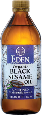 Eden Organic Black Sesame Oil, Unrefined, 100% Black Sesame Seed, 16 oz Amber Glass Bottle