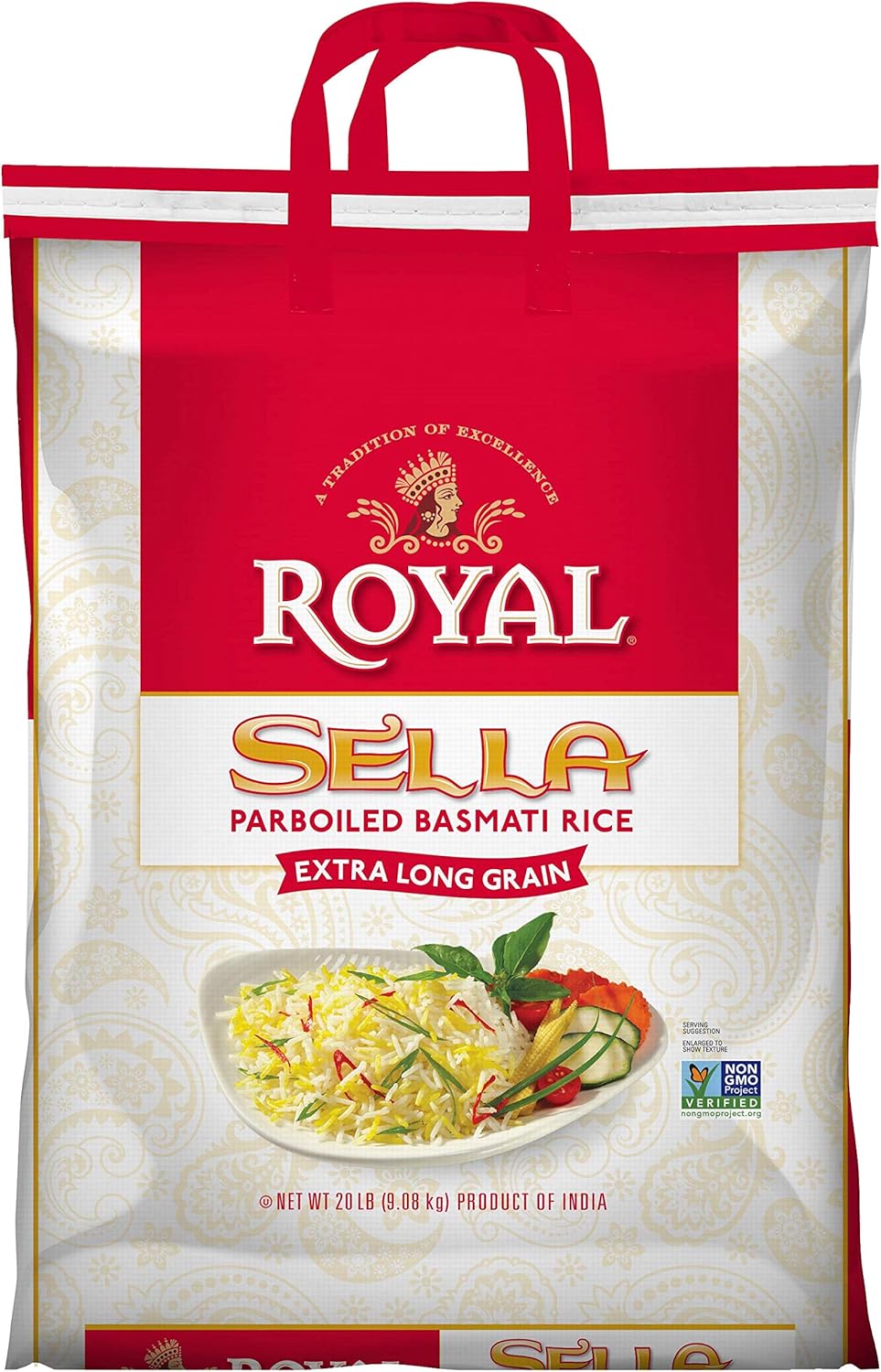 Royal Chef's Secret Sella Basmati Rice - Authentic Extra Long Grain Parboiled White Rice, 20 lb