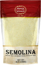 Spicy World Semolina Flour 3 LB (48 Ounce) | USA Grown Semolina for Pizza, for Pasta, and Bread Making | Fine Ground, Bulk Yellow Durum Semola Flour for Pizza Peel