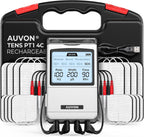 AUVON Rechargeable 4-Channel TENS Unit Muscle Stimulator for Back Pain Relief, Digital TENS Machine with 8 Customizable Modes, Electronic Pulse Massager Easy to Use, 16 Premium TENS Pads, A Carry Case