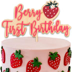 Berry First Birthday Cake Topper - Strawberry Theme Cake Topper, Berry Sweet One First Birthday Decoration for Party, Anniversary, Photo Props, Cake Smash