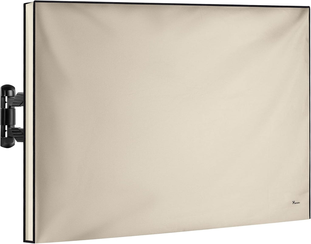 Garnetics Outdoor TV Cover 65 Inch – Waterproof, Weatherproof TV Enclosures with Smart Shield Screen Protectors, Ideal for Outdoor Use, Moving, and Storage - Beige