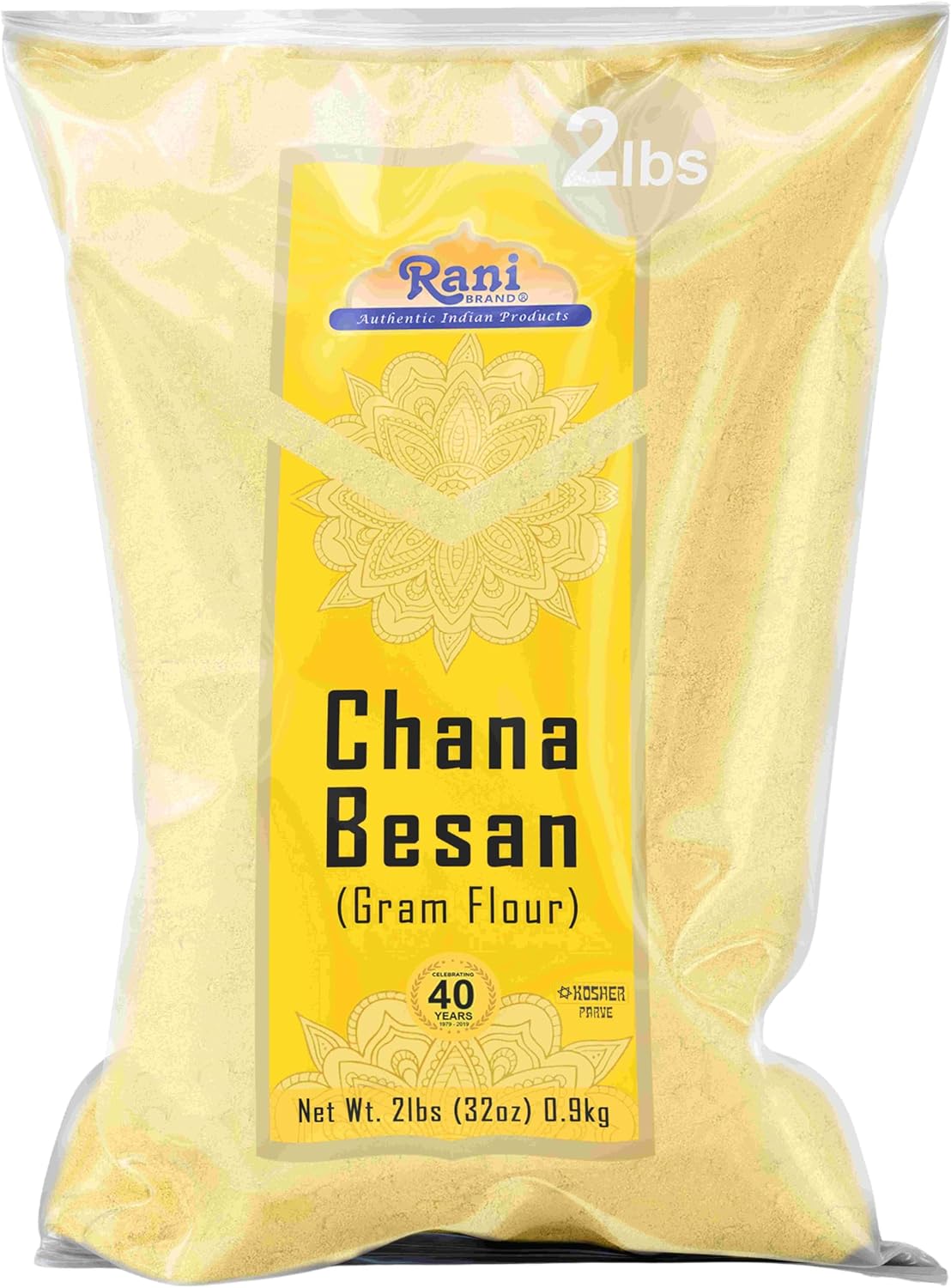 Rani Chana Besan (Chickpeas Flour, Gram) 32oz (2lbs) 908g ~ All Natural | Vegan | Gluten Friendly | NON-GMO | Kosher | Indian Origin