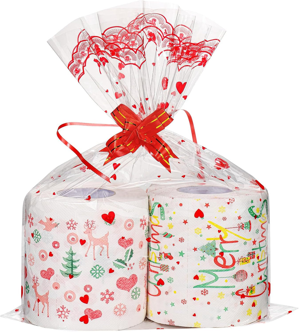 Merry Christmas Toilet Paper- Christmas Toilet Paper Roll for White Elephant Gifts, Tissue Napkin Prank Fun- Christmas Decorations for Xmas Stocking Stuffers Novelty Gift Idea, 2 Roll