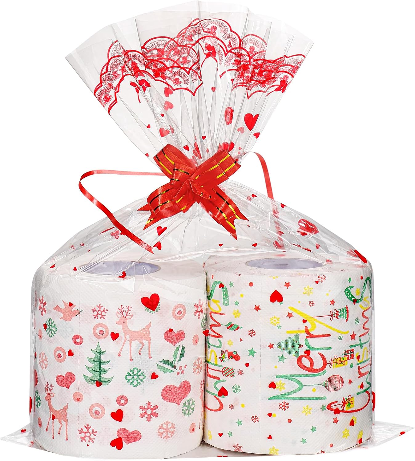 Merry Christmas Toilet Paper- Christmas Toilet Paper Roll for White Elephant Gifts, Tissue Napkin Prank Fun- Christmas Decorations for Xmas Stocking Stuffers Novelty Gift Idea, 2 Roll