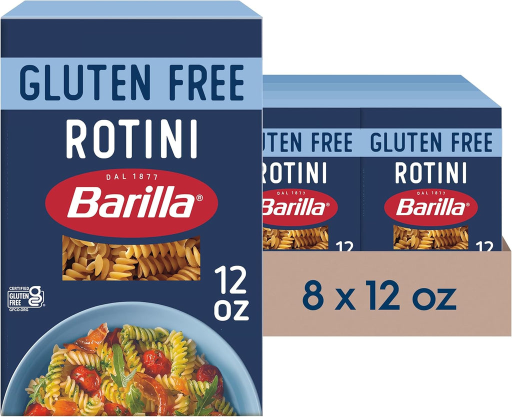 Barilla Gluten Free Rotini Pasta, 12 Ounce (Pack of 8) - Non-GMO Gluten Free Pasta Made with Blend of Corn & Rice - Vegan