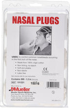 MUELLER Sports Medicine Nasal Plugs, Nose Bleed Stopper for Men and Women, First Aid Kit Medical Supplies, 100% Virgin Cotton, 300 Pieces