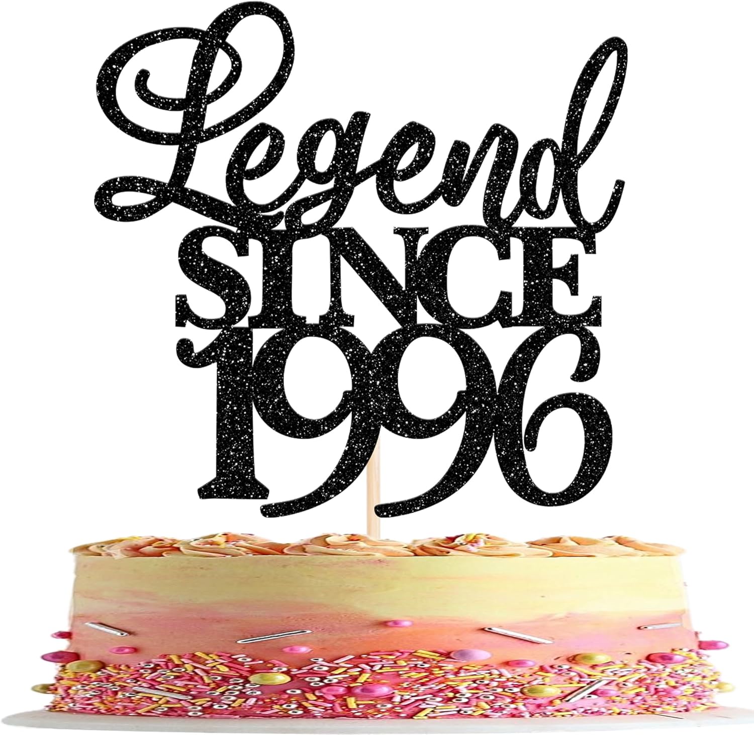 Rsstarxi 1 Pack Legend Since 1996 Cake Topper Glitter Thirty Cheers to 30th Birthday Cake Decorations for Happy 30th Men and Women Birthday Wedding Anniversary Party Cake Decorations Black