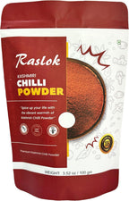 Raslok 100% Pure Kashmiri Chilli Powder 100gm - 3.52oz (Deggi Mirch, Low Heat) || Ground Indian Spices || Indian Origin || Traditional & all natural Indian Spice blend