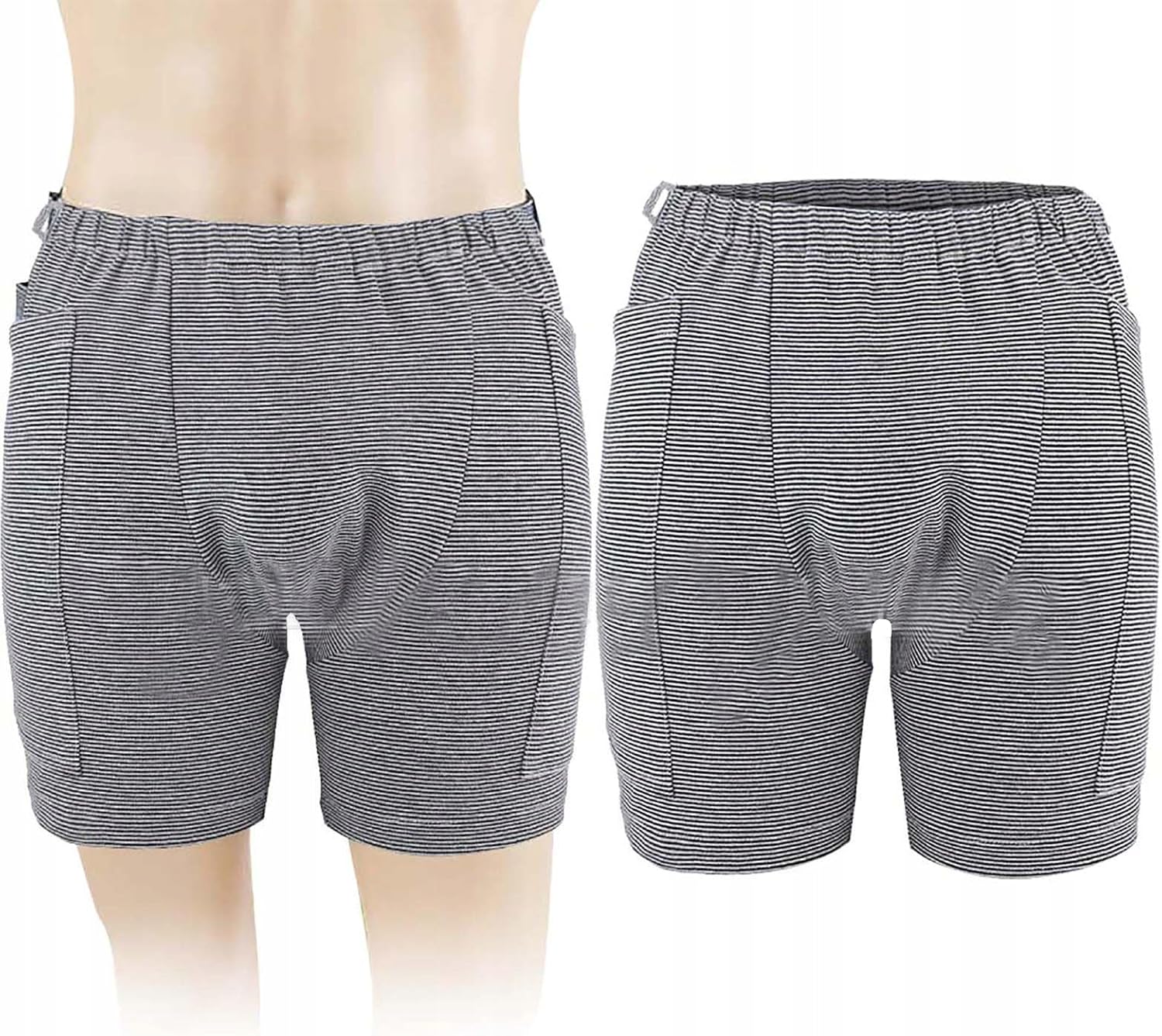 Urine Bag Pants Incontinence Care Trousers Catheter Underwear for Elderly Urinate Drainage Bag Shorts with Double Pockets Incontinence Underpants for Men Women