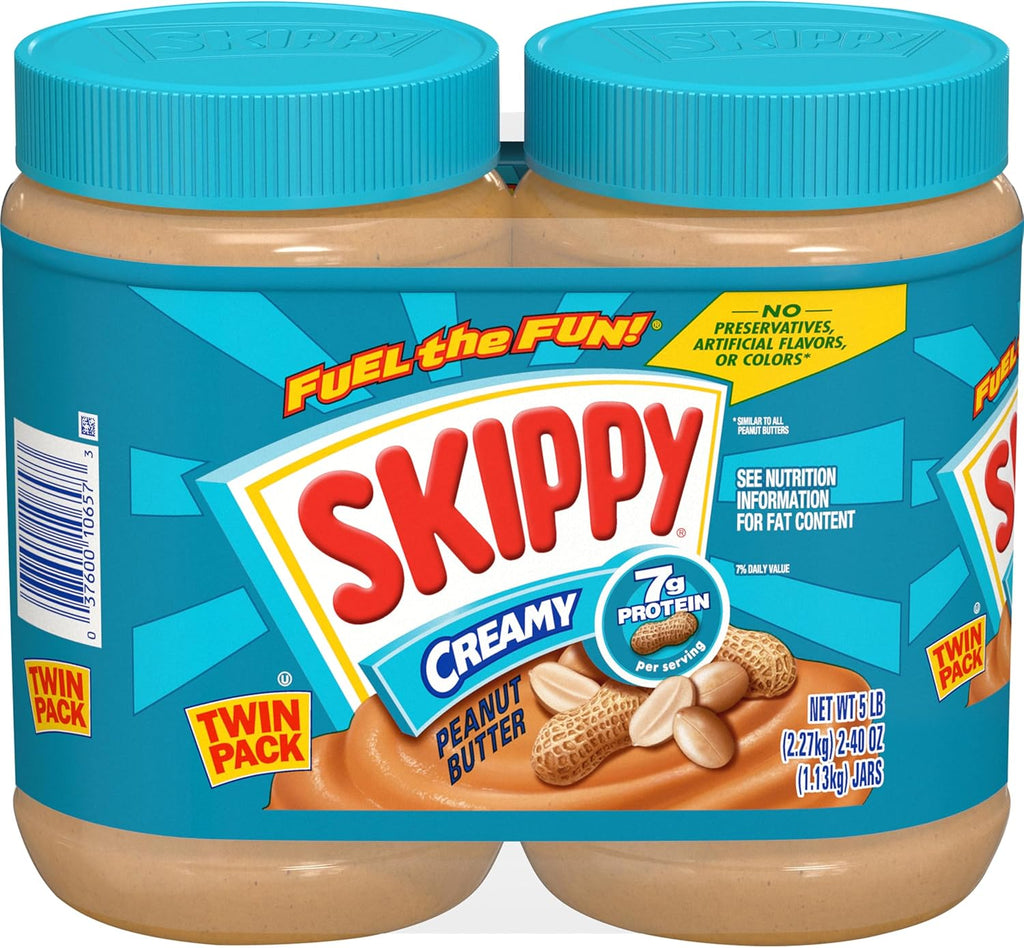 SKIPPY Creamy Peanut Butter Spread, Shelf-Stable, 40 oz Jar of SKIPPY Peanut Butter (2 Pack)