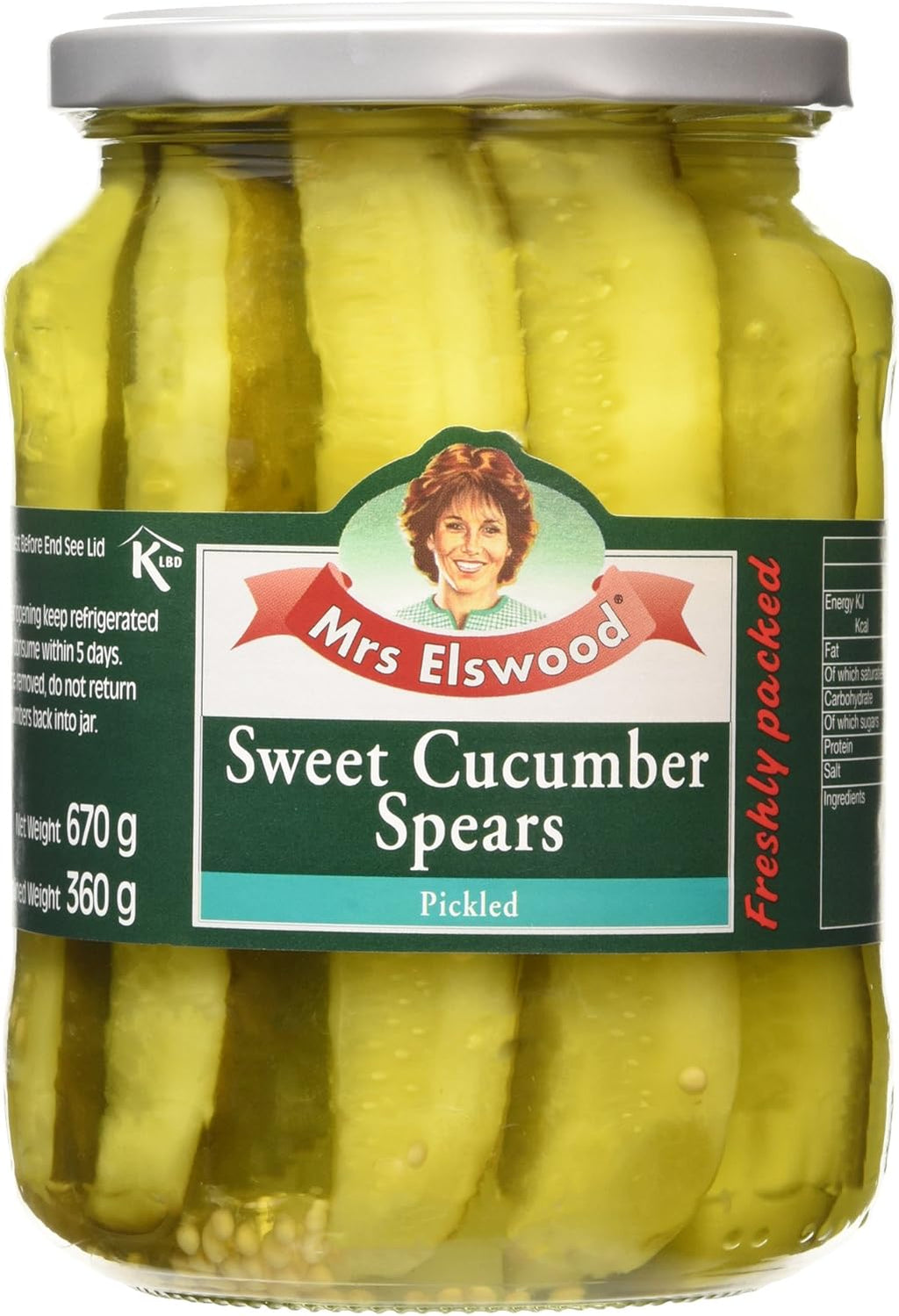 Mrs Elswood Sweet Cucumber Spears Pickled 670g