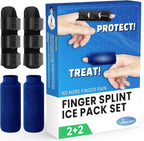 Simplation Trigger Finger Splint and Ice Pack (2+2 Set) for Pain Relief, Knuckle Immobilization, Straightening Arthritis, Injured Mallet Finger, Fits Index, Middle, Thumb, Ring Finger