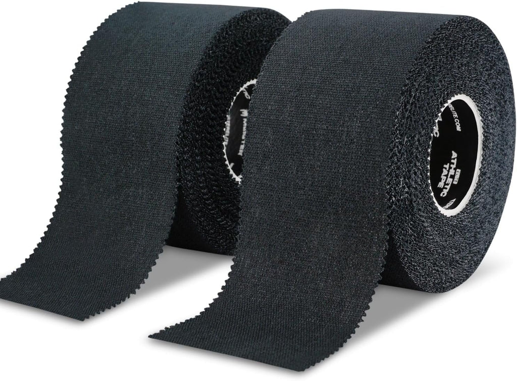 Meister Elite Athletic Tape - Breathable High-Adhesive Trainer's Tape - 2 Roll Pack - Black