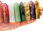 1.6"-2" Natural Crystal Tower Point Wand Obelisk 6 Faceted Crystals Point Chakra Stone Kit Home Decor Reiki Healing Gift (Rose Quartz)