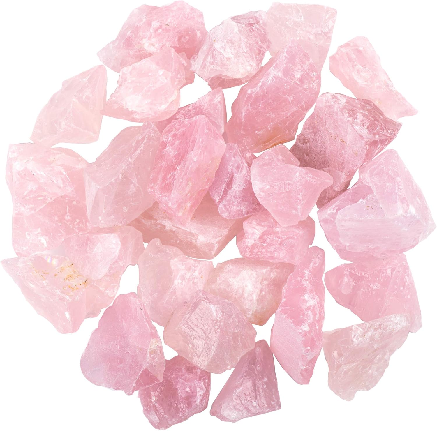 1 lb Bulk Rose Quartz Rough Stones Large 1" Natural Raw Stones for Tumbling, Cabbing, Fountain Rocks, Decoration,Polishing, Wire Wrapping, Wicca and Reiki
