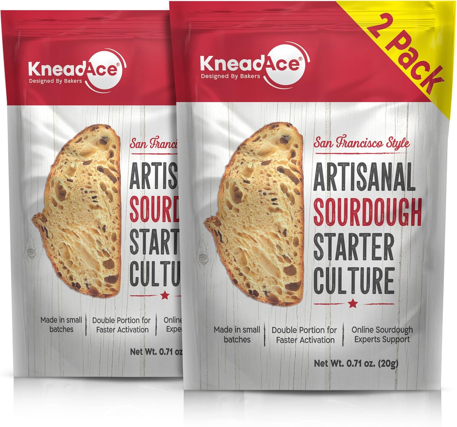 KneadAce Sourdough Starter Culture – Fast-Activating Natural Wild Yeast for Homemade Bread – Dehydrated Sourdough Starter for Baking Artisan Loaves, Easy to Use & Perfect for Beginners