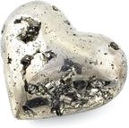 KALIFANO Pyrite Heart Cluster - High Energy Iron Piedra Pirita with Healing Properties (Information Card) Fools Gold Rock Reiki Crystal Carving Used for Increased Willpower and Manifestation