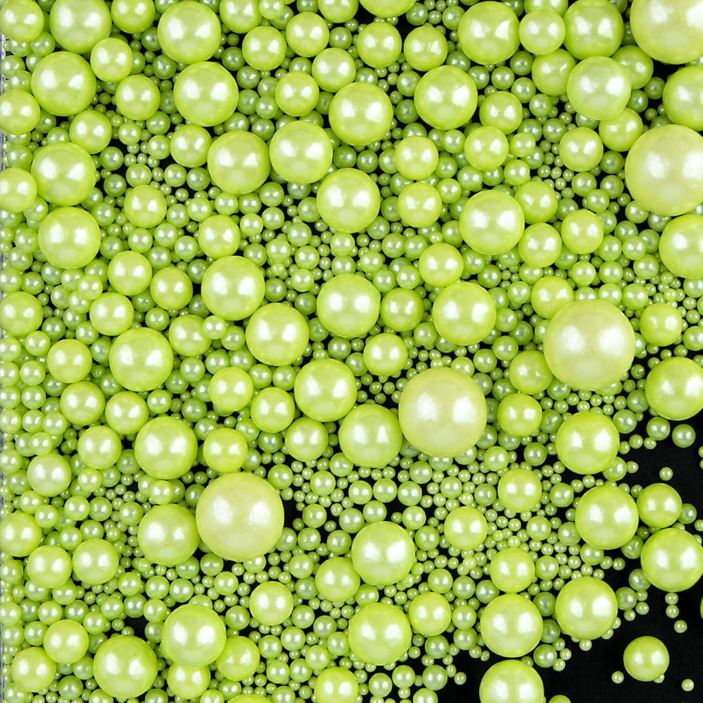 Green Sprinkles for Cake Decorating, 130g/4.6oz Edible Light Green Pearl Sprinkles Mix, Sugar Candy Pearls for Baking, Cookie Decorations and Cupcake Toppings, Wedding Party Supplies