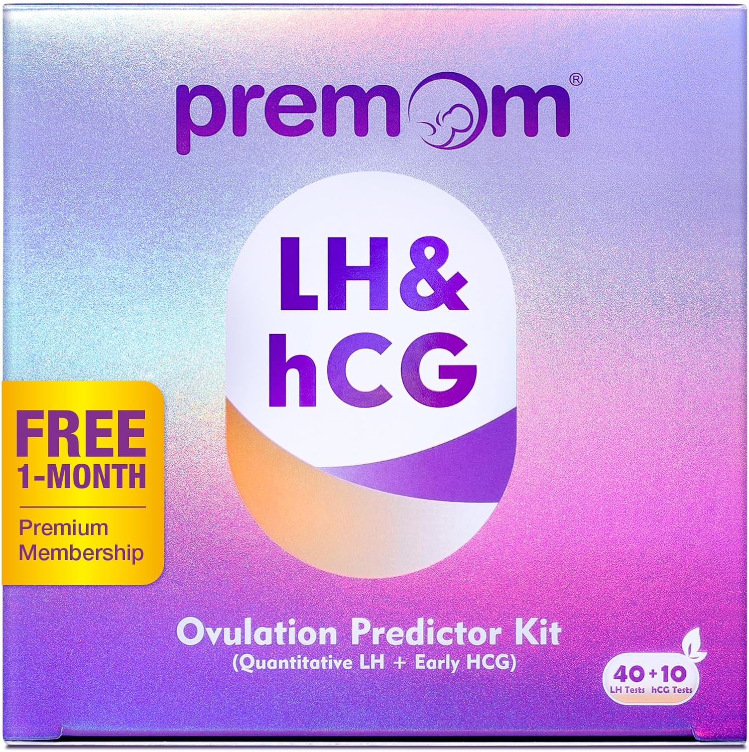 Premom Quantitative Ovulation Predictor Kit：40 Ovulation Tests + 10 Pregnancy Tests - Advanced Ovulation Test Strips Combo 40LH+10HCG Test