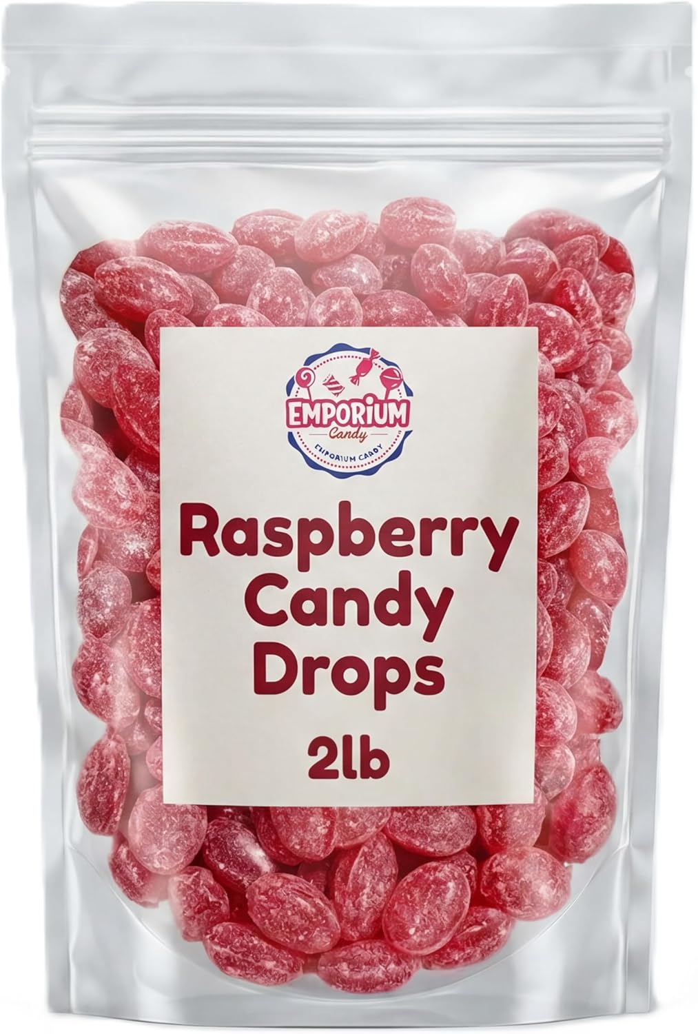 2 lbs Raspberry Candy Drops – Classic Old Fashioned Sugar-Dusted & Sanded Bulk Sweet Treats for Parties, Gifts & Snacking