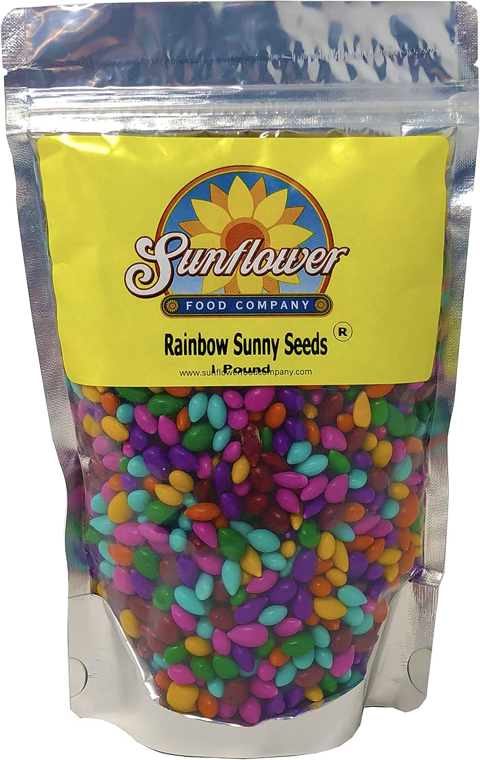 Chocolate Covered Sunflower Seeds - Multicolored Candy Coated Treats - Rainbow Sunny Seeds - Sweet and Crunchy Topping - 1 LB Resealable Bag