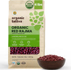 Organic Tattva Dark Red Kidney Beans (4 lbs) - Organic Kidney Beans - Dried & Unpolished Red Rajma Bean - High Protein Plant Based Nutrition - Gluten Free, Vegan, Kosher - USDA Certified Legumes