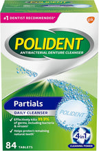 Polident Partials Denture Cleaning Tablets, Triple Fresh Mint, 84 Count, White