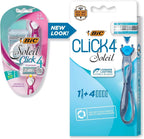 BIC Soleil Bella Click Women's 4-Blade Disposable Razor, 1 Handle and 4 Cartridges