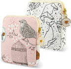 Amabro Sanitary Napkin Storage Bag, 2PCS Period Bags Cute Sanitary Pad Storage Pouch Tampon Pantyliners Menstrual Purse Daisy Zipper for Women Teen Girls School Travel Feminine Product(Bird)