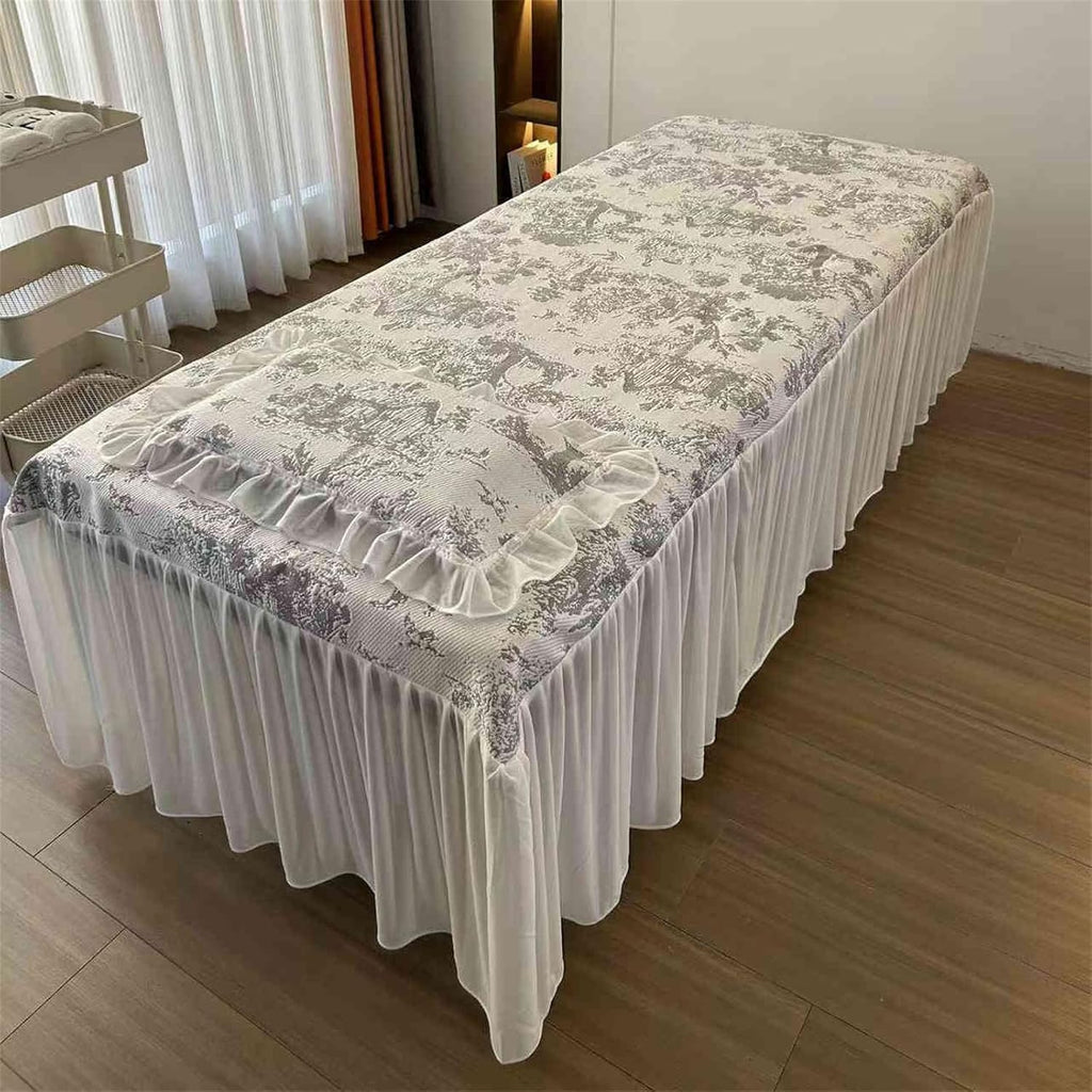 Massage Table Skirt with Hole, Beauty Massage Table Cover,Spa Thickened Massage Linens, Massage Fitted Sheet, Massage Face Rest Cover with Hole,Sutiable for 75"X31.5" (Gray)