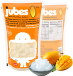 Jubes Mango Nata De Coco Jelly Cubes 12.7 oz - Mango Coconut Jelly Cubes for Sago - Coconut Gel in Syrup Toppings for Fruit Tea, Boba, Bubble Tea, Drinks, Desserts Yogurt, Ice Cream, Beverage