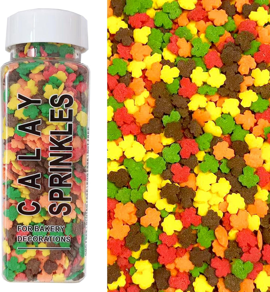PhilaeEC Fall Maple Leaf Sprinkle for Cake Decoration Edible Autumn Cake Baking Cookie Cupcake Toppers Decoration Thankgiving Halloween Christmas Supplies