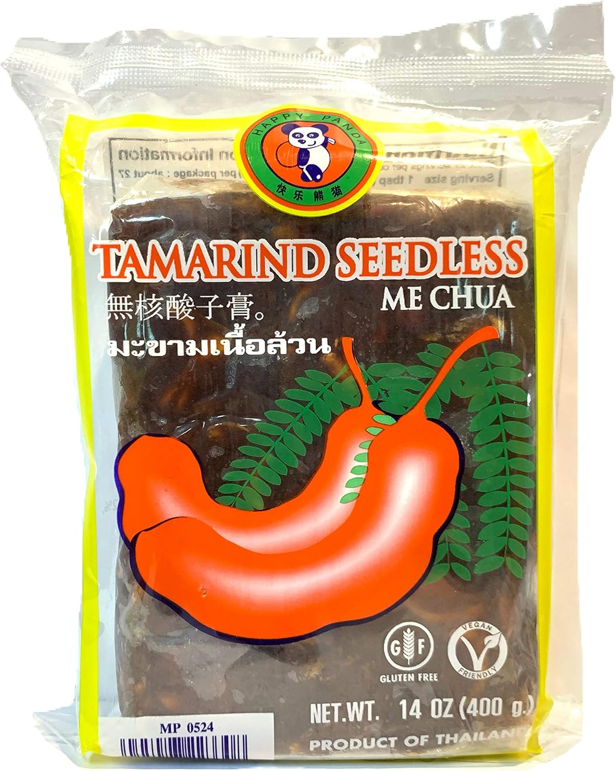 Happy Panda Seedless Tamarind Paste 14 Ounce Package (Imli | Me Chua | Tamarindo)