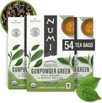Numi Organic Gunpowder Green Tea – 54 Green Tea Bags – Bold, Smooth Flavor, Packed with Antioxidants, Naturally Energizing, Microplastic-Free Tea Bags