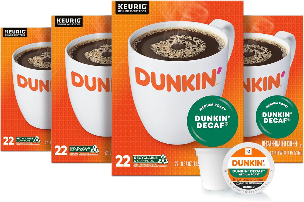 Dunkin' Decaf Medium Roast Coffee, 22 Count(Pack of 4)