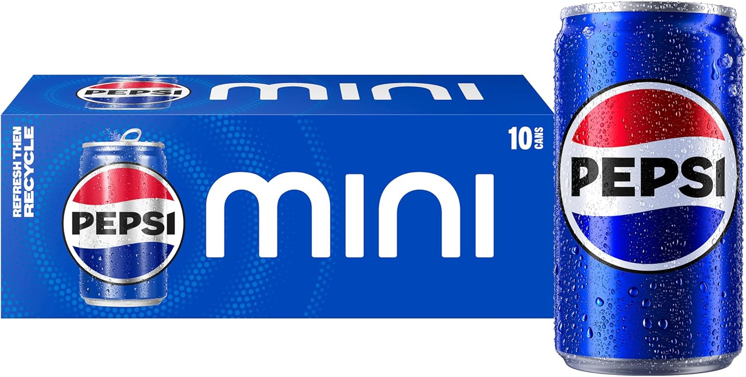 Pepsi Soda, 7.5 Ounce Mini Cans, (10 Pack) (Packaging May Vary)