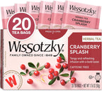 Wissotzky Cranberry Herbal Tea, 20 Teabags | Refreshing Blend | Caffeine Free Tea | Antioxidant Rich