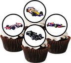 F1 Edible Cupcake Toppers, Formula One Car Cake Decorations, Racing Car Cup Cake Toppers, Racecar Birthday Decorations, Race Track Birthday Decor, 48 x 3cm / 1.18 inch Mini Discs UNCUT