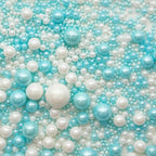 SE Si&Moos White and Light Blue Pearl Sprinkles for Cake Decorating Edible Pearl Cake Decorations Baby Blue and White Sprinkles for Cake, Cupcake, Baby Shower Birthday Party Holiday Christmas Supplies 3.5 OZ