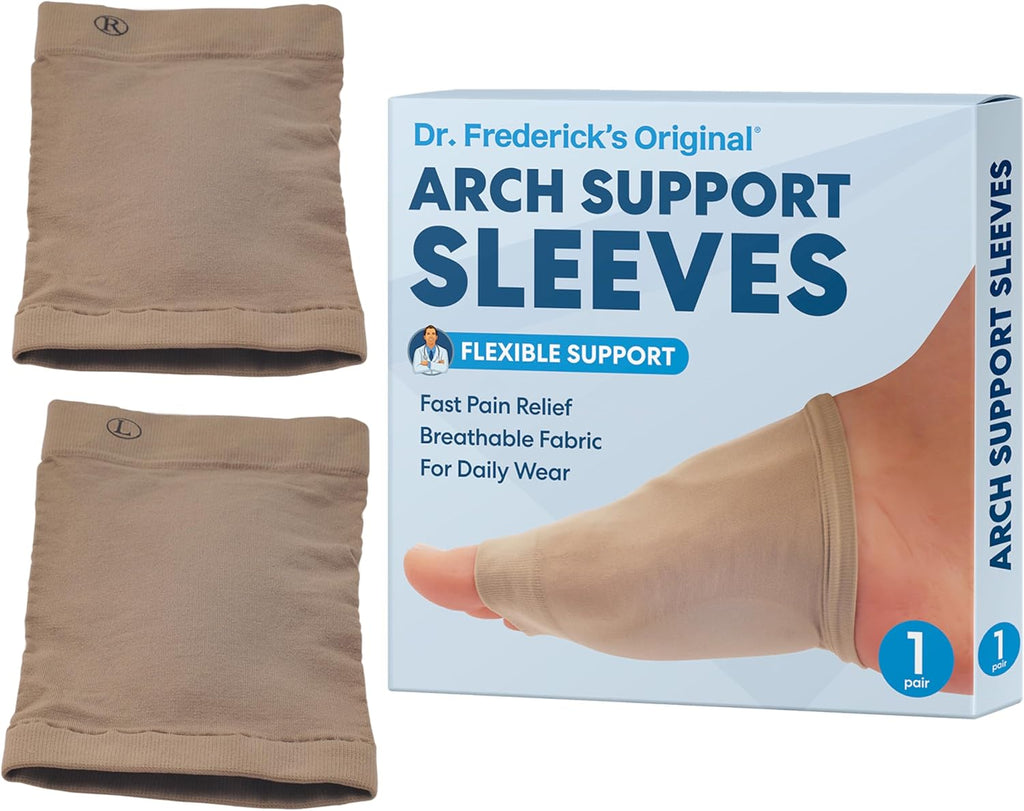Dr. Frederick's Original Arch Support Sleeves with Gel Cushion — Physician-Designed for Plantar Fasciitis, Heel Pain, Flat Feet & High Arches — Day & Night Wear — Men & Women — W6-10 | M4.5-8 — 2 ct