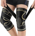Copper Knee Braces with Strap for Knee Pain Women and Men(2 Pack), Knee Compression Sleeve for Arthritis, ACL, Meniscus Tear, Joint Pain Relief, Knee Support for Working, Running, Weightlifting(L)