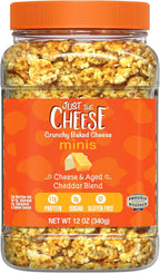 Just the Cheese Minis – Cheese & Aged Cheddar Blend Crisps, 12 oz Jar, Delicious Low-Carb Lifestyle Protein Chips, High-Protein, Gluten-Free Crisps, Keto-Friendly, Zero Sugar, Perfect Snack for Adults