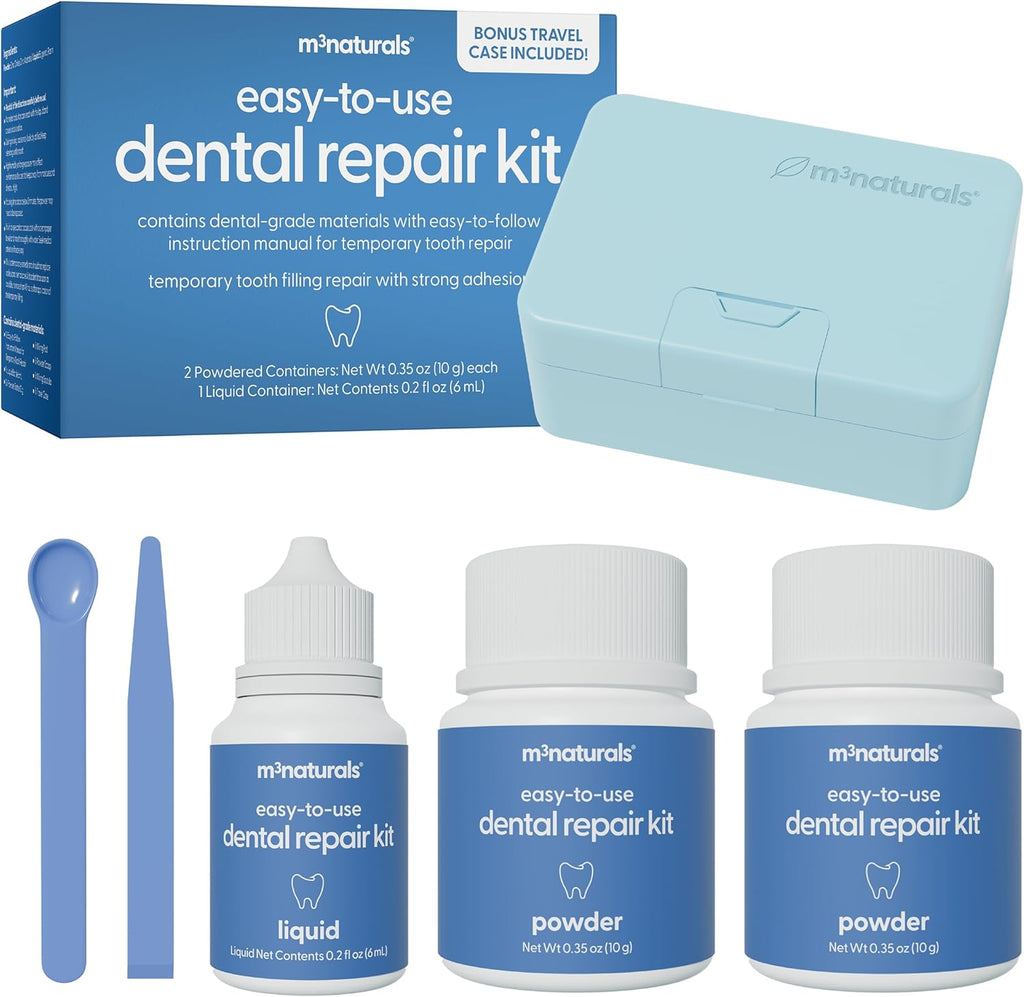 Dental Tooth Repair Kit, Dental-Grade Materials, Temporary Filling Composite for Cavities, Loose or Lost Crowns and Fillings, Caps and Inlays, Travel Case Included, by M3