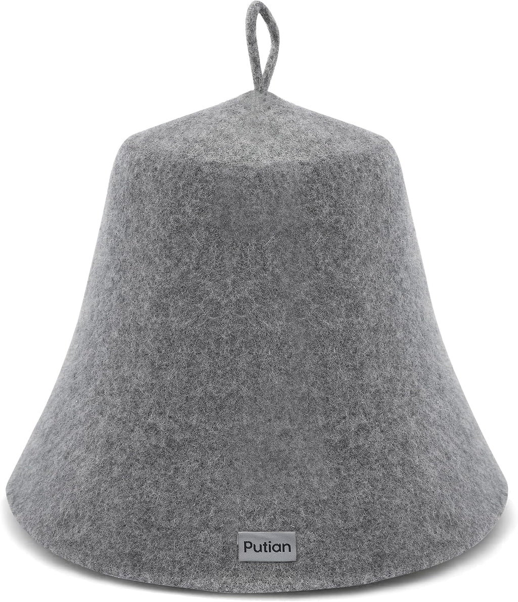 PuTian 100% Merino Wool Sauna Hat for Men & Women One Size Soft Sauna Cap Russian Banya Hat for Steam Room, Sauna, Banya
