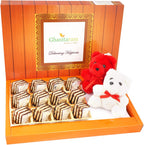 Ghasitaram Gifts Valentines Gift for Girlfriend/Boyfriend/Husband and Wife - Valentine Sweets Dates Delight and 2 Teddies