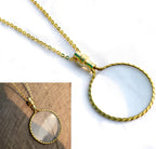 Nautical Vintage Brass 10X Magnifying Glass Necklace, Magnification Lens Pendant, Portable Pocket Loupe Monocle for Books Crafts