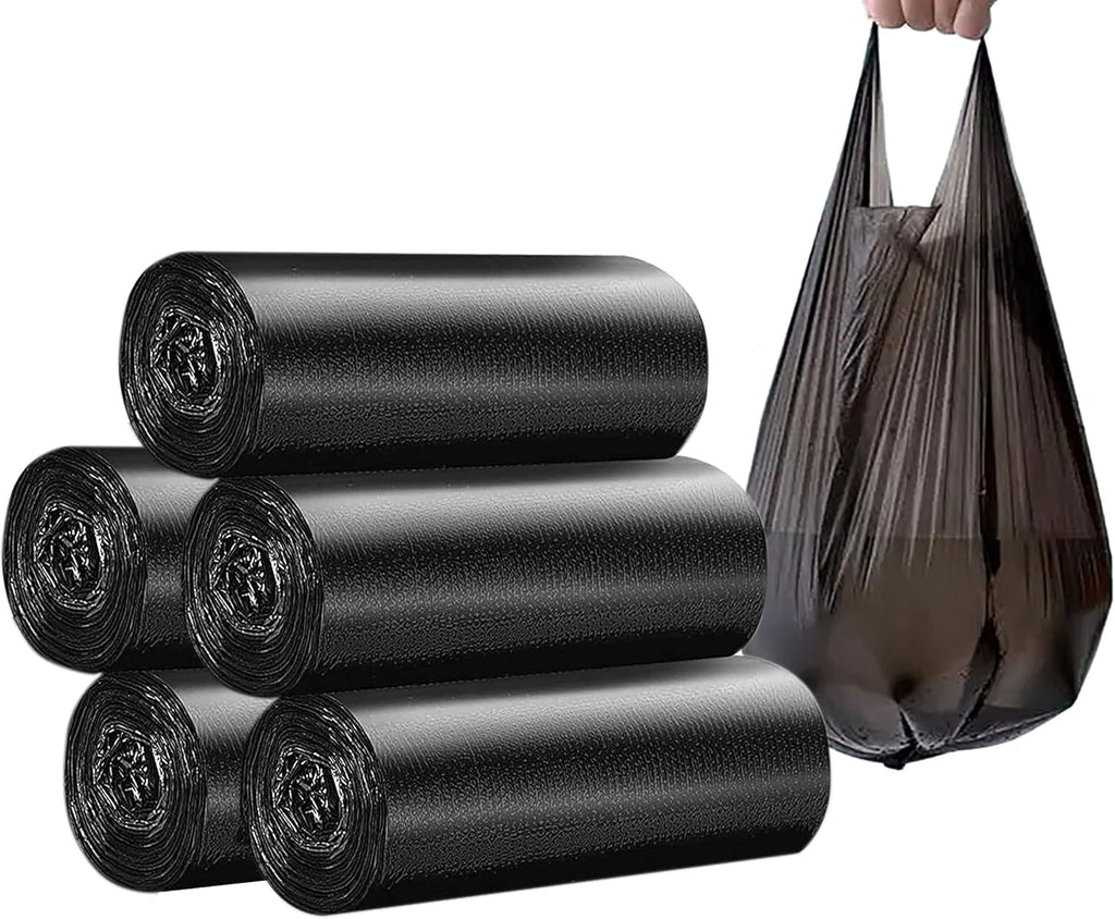 4 GALLON Bathroom Trash Bags Black, 5 Rolls/100 Counts Small HANDLES Garbage Bags for Office, Bathroom Wastebasket Waste Bin Black Portable Rubbish Bags (Black 100 Counts)